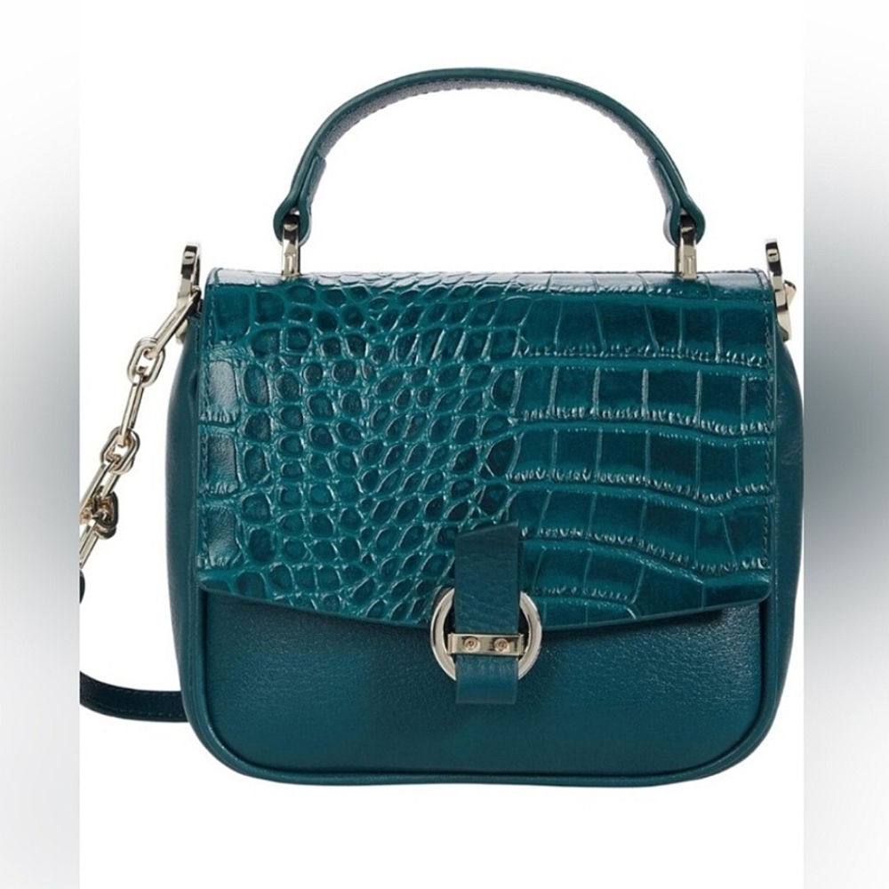 Ted Baker Loop & Tap Grainy Mini Crossbody In Dark Green
